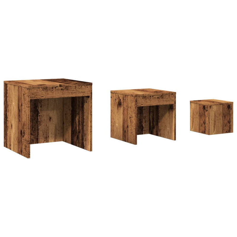Gnesis Nesting Tables 3 pcs Engineered Wood, Old Wood, Old Wood