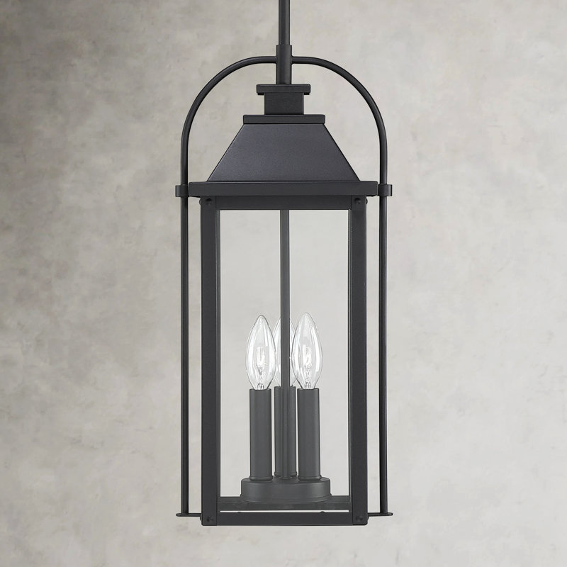 Harper 18.7" H 3-light Black Outdoor Hanging Pendant Light, Matte Black