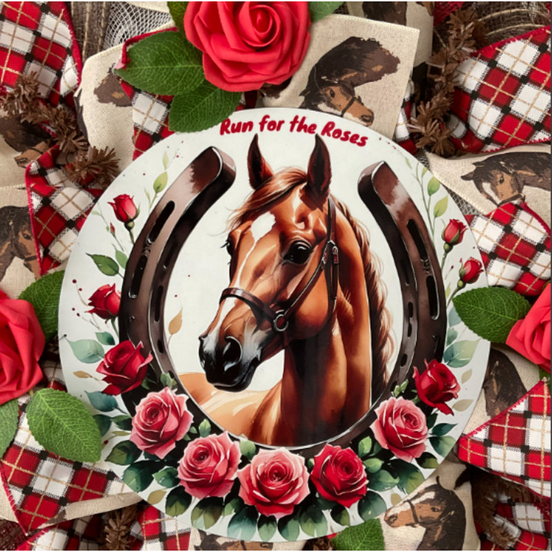 Couronne de course de chevaux avec maille décorative faite à la main Roses