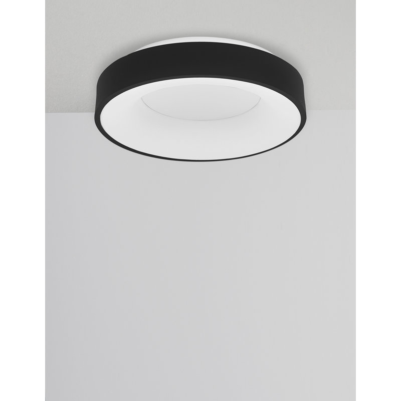 LED Flush Mount, 9cm H x 38cm W x 38cm D, 3000K, Black
