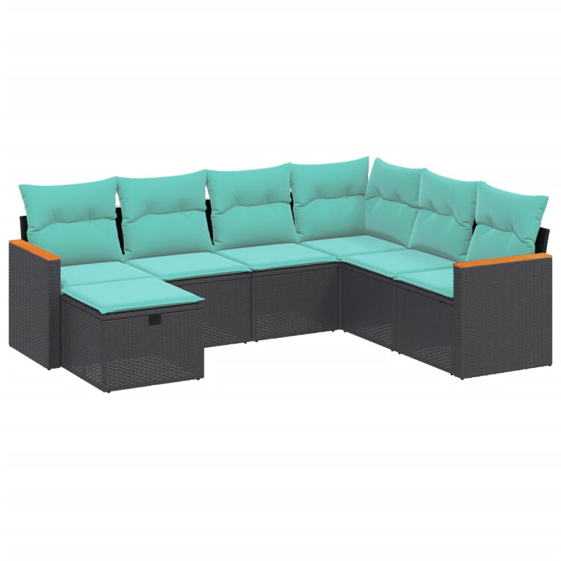 Ensemble de canapé de jardin en polyuréthane noir et acier