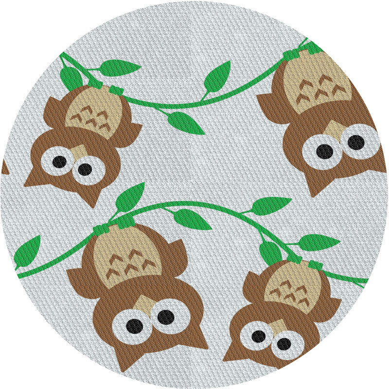 Tapis vert/brun tissé à la machine, Rond 5 pi