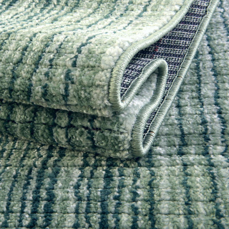 Tapis rayé Osteen, Ovale 7 pi 10 po x 10 pi 2 po, Vert