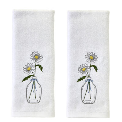 DAISIES IN VASE EMB HAND-WHITE