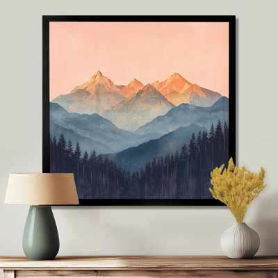 Lumière dorée sur les pics de cristal rose III - montagnes, art mural