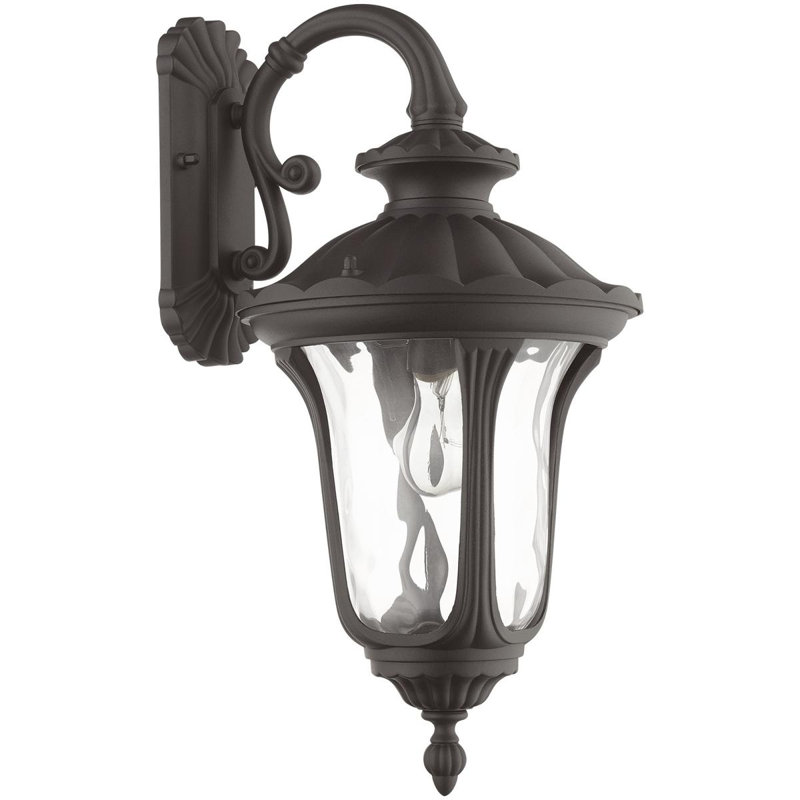 Luminaire suspendu extérieur pour lanterne murale - Abat-jour en verre transparent, Bronze, H 19 po x l 9,50 po x P 9,50 po