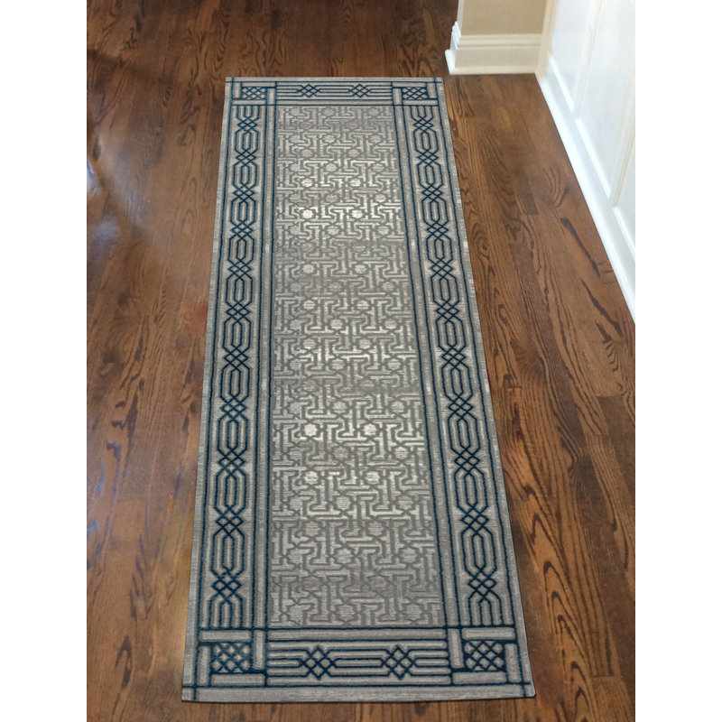 Davide 1231 Transitional Bordered Area Rug, Runner 2'2" x 7'7", Blue