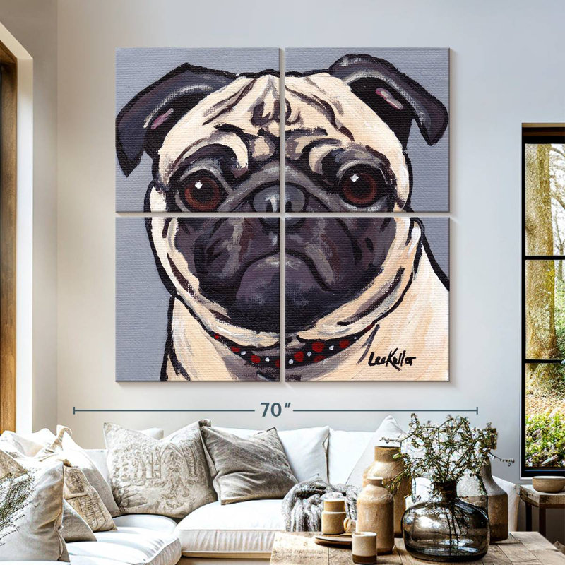 Brampt Pug On Gray, 57" H x 57" W
