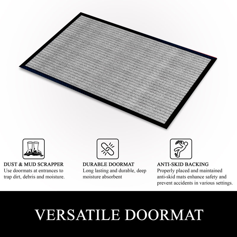 Odarius Indoor/Outdoor Non-Slip Polypropylene Doormat with Rubber Backing – Washable Welcome Mat for Entryway, Patio, Garage & Office