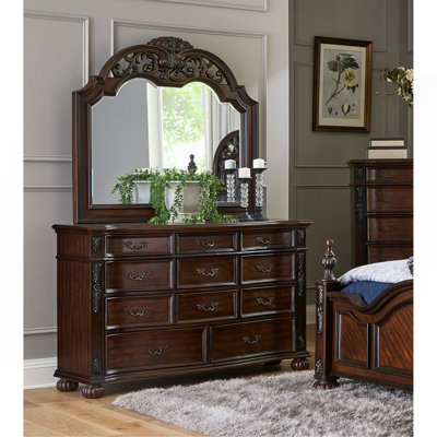 Commode classique 1 pièce classique de 11 tiroirs avec mobilier en bois sculpté