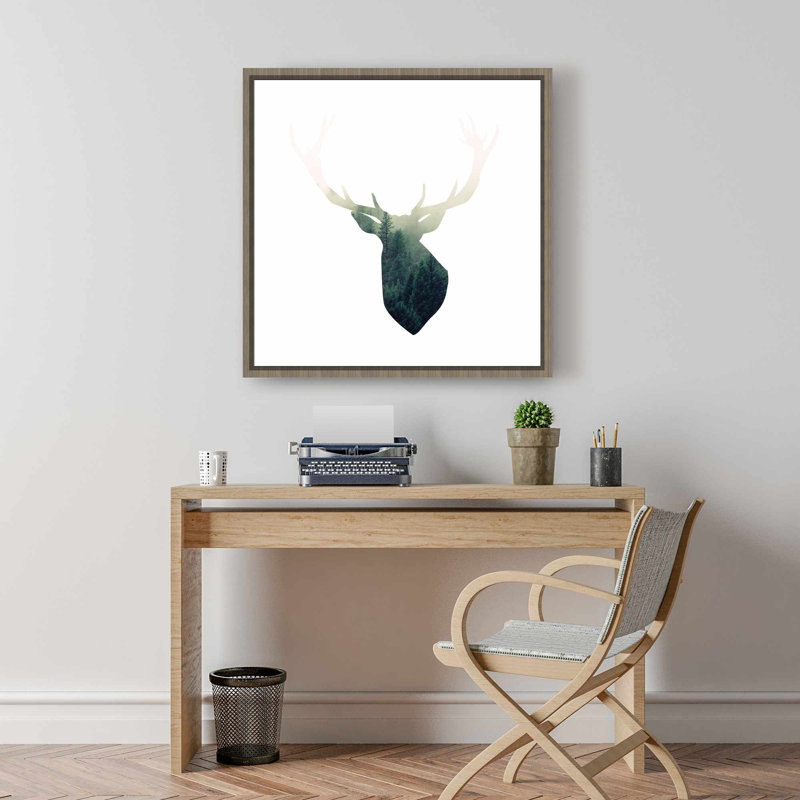 Toile encadrée Hygge Deer, Vert