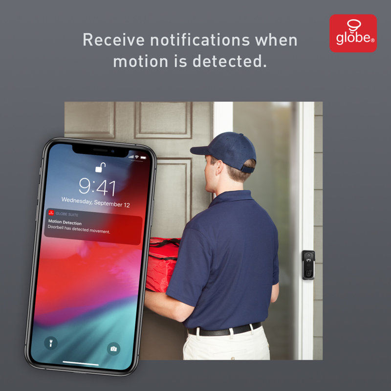 Black Wireless Push Button Doorbell