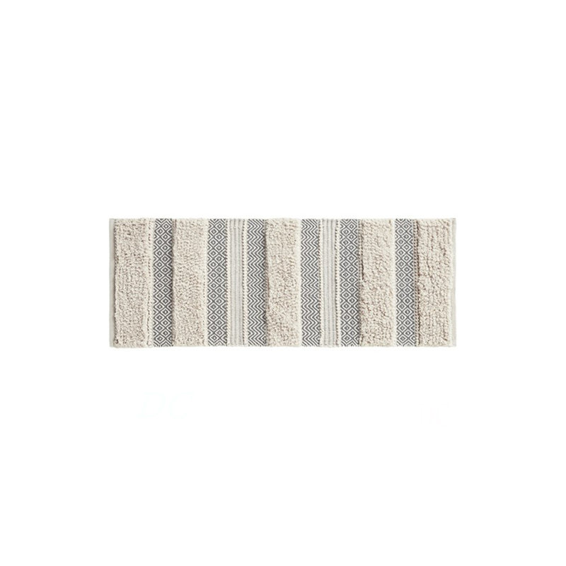 Woven Texture Stripe Bath Rug Grey 22X58", Gray, Single- 58" L x 22" W