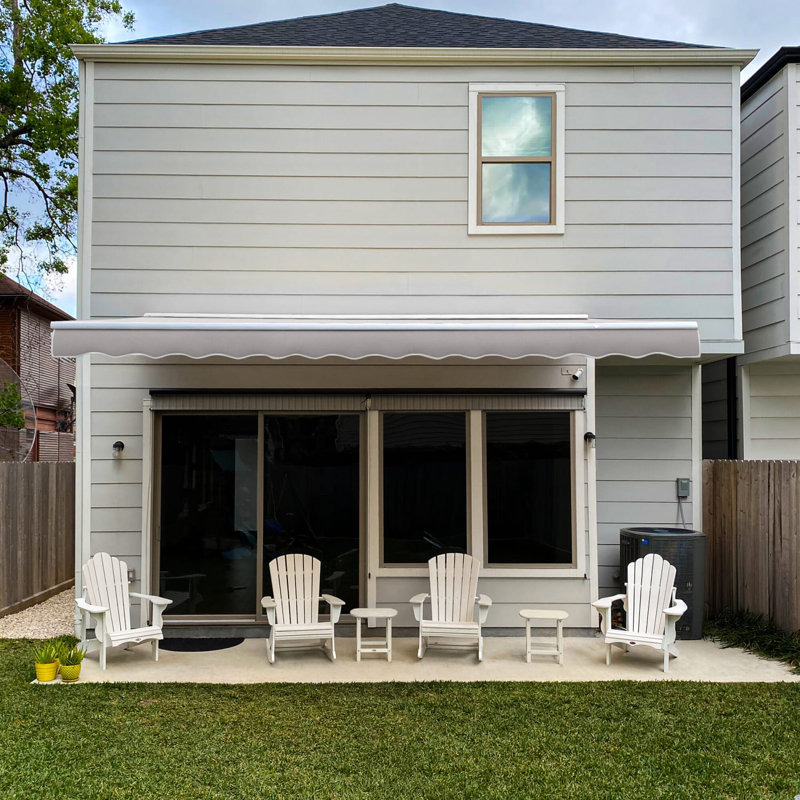 Awntech Destin Patio Retractable Awning with Protective Hood, Gray, 16' W x 10' D, Manual