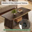 Table basse de 47 pouces en bois massif avec rangement, table de centre de ferme à 2 niveaux avec panneaux cannelés uniques