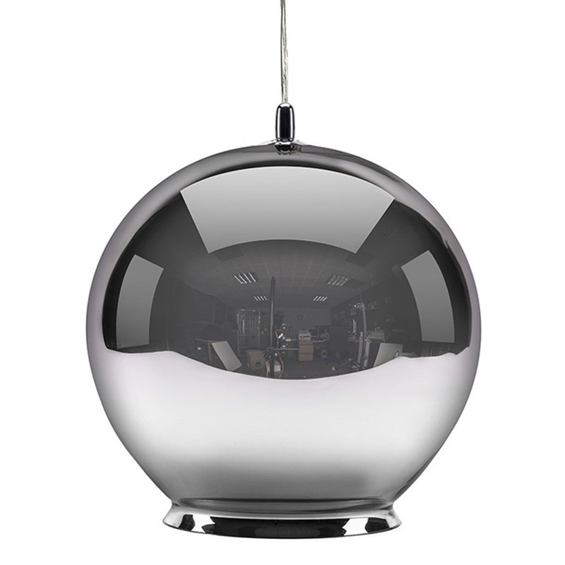 Bobb 1 - Light White Sphere Pendant, Mirror Silver
