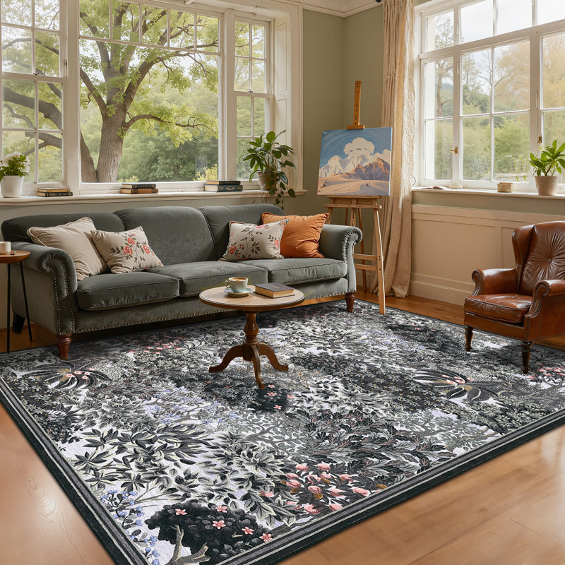 Washable Rugs for Living Room Area Rugs for Bedroom Non Slip Bedroom Carpet Indoor Stain Resistant Floor Cover for Dining Room Office Nursery