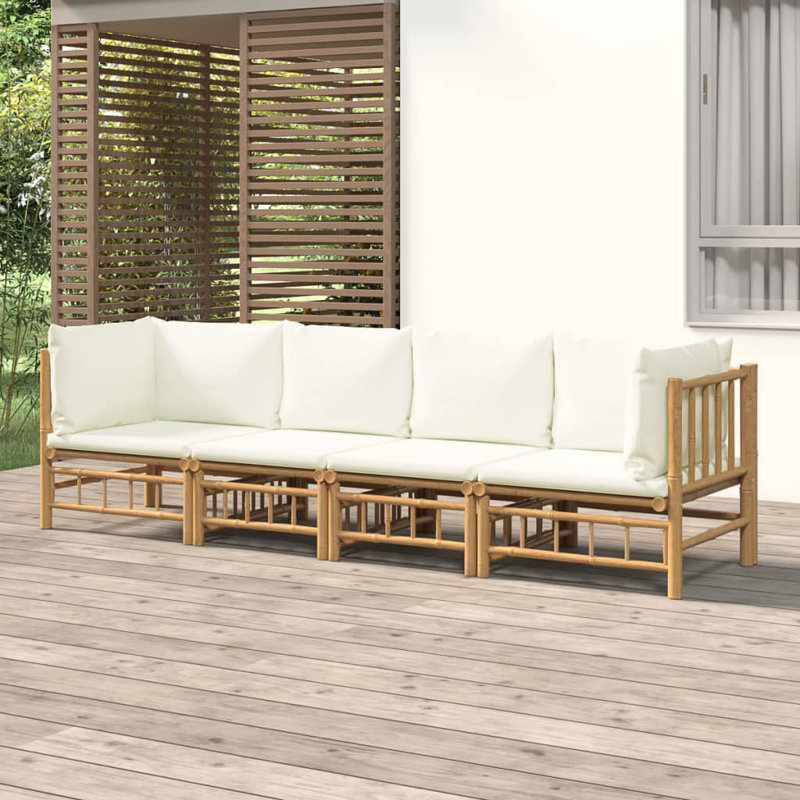Patio Sectional Set with Cushions, Cream White