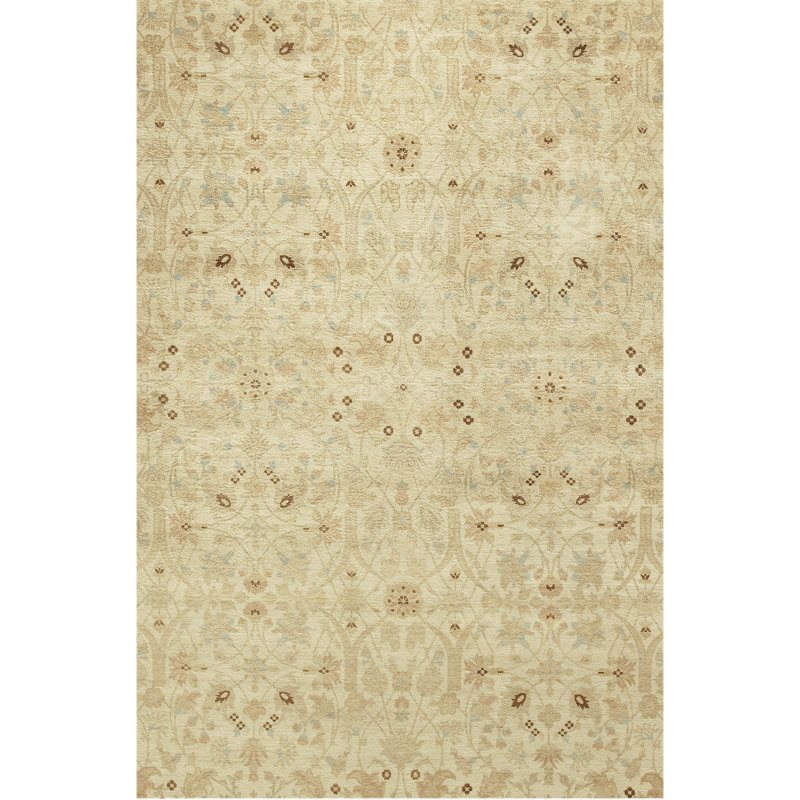 Wool Oriental Area Rug in Ivory/ Sand, Rectangle 8' x 10'