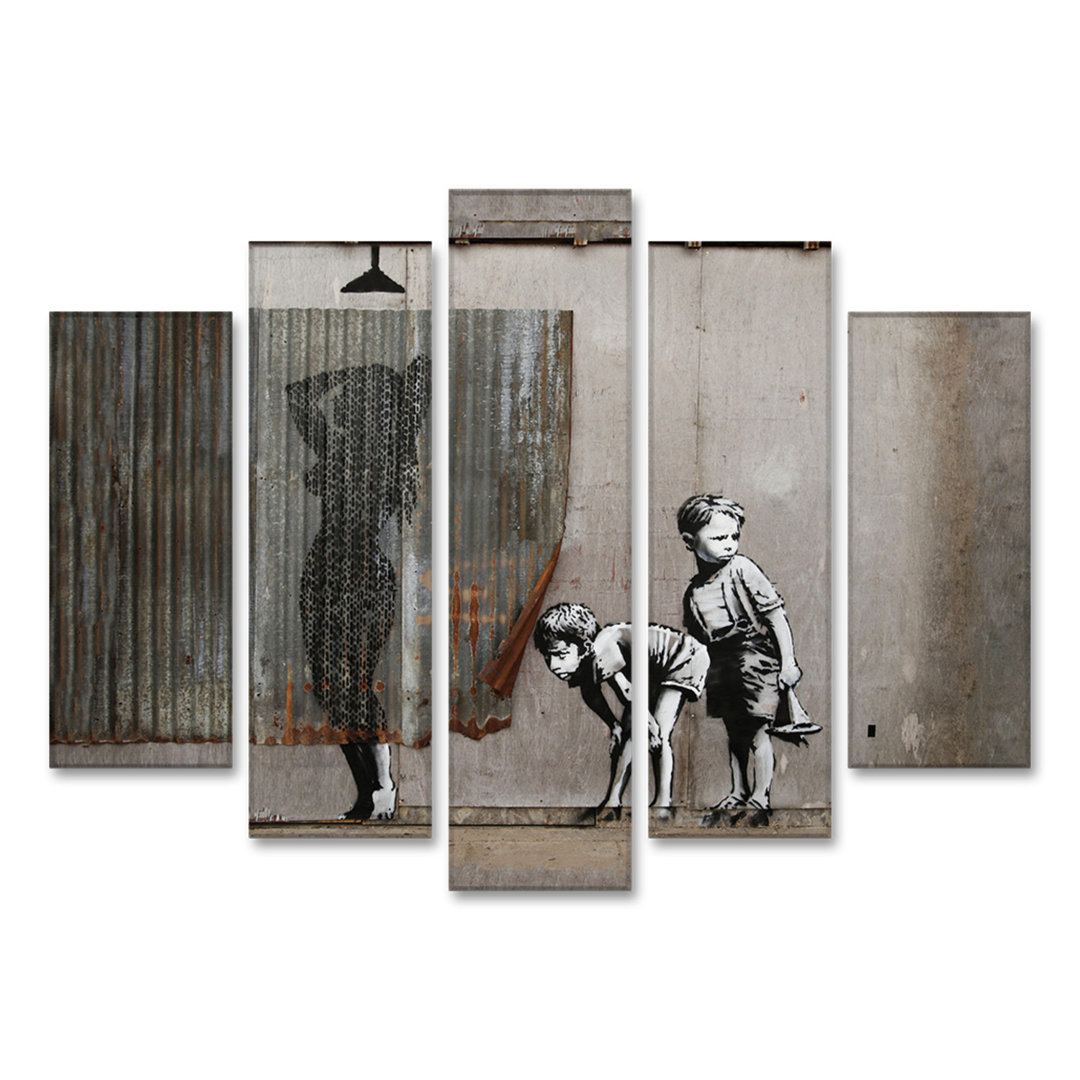 5-tlg. Acrylbilder-Set Woman Shower von Banksy