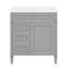 Armoire de salle de bain avec trois lavabos et miroir - meuble-lavabo spacieux en céramique facile à assembler-1140081358