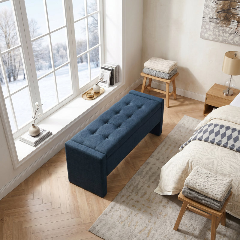 Banc de rangement moderne rembourré | Repose-pieds polyvalent avec compartiment caché pour le salon, la chambre à coucher et le vestibule