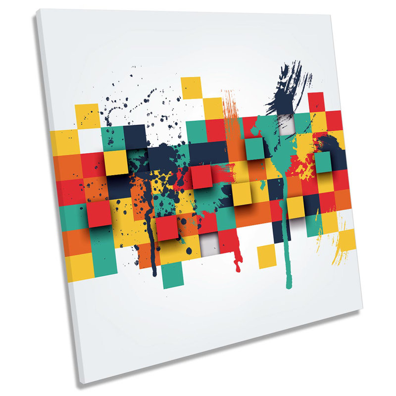 Z0091 Abstract Funky Blocks - Wrapped Canvas Painting, 60cm H x 60cm W x 2cm D