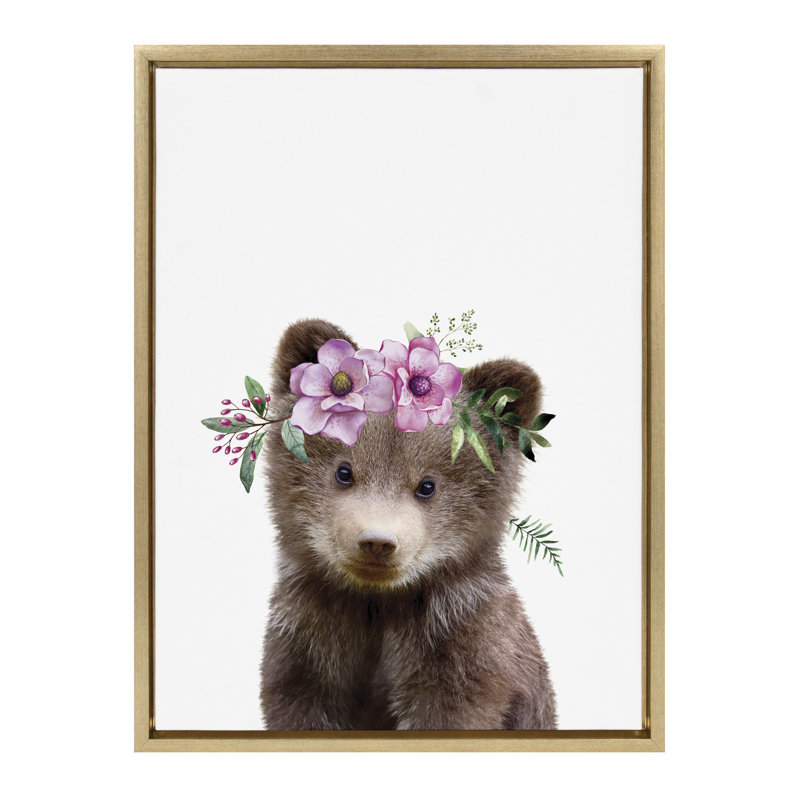 «Flower Crown Bear» par Amy Peterson, reproduction d'art sur toile encadrée