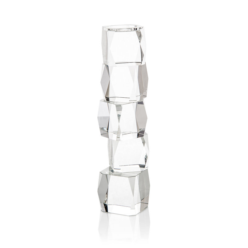 20'' H Crystal Cubist Glass Candlestick
