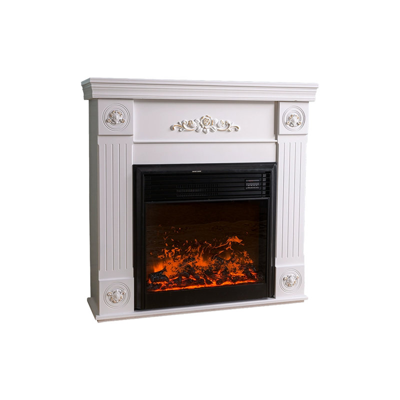 White Solid Wood Freestanding Fireplace
