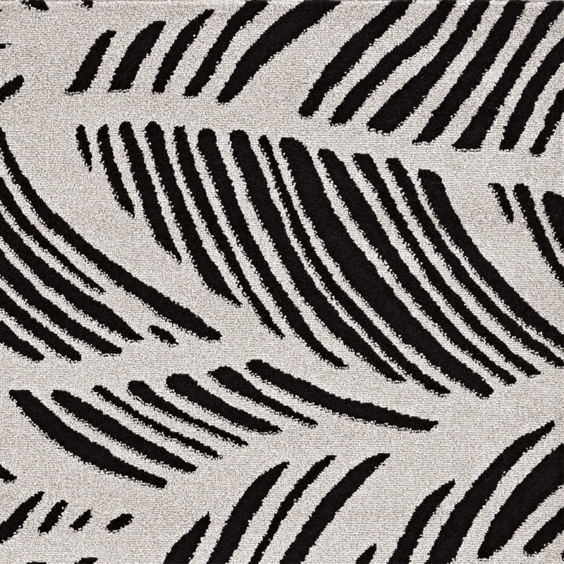 Tapis noir / blanc à motif floral Arguelles, Rectangle 3 pi x 5 pi