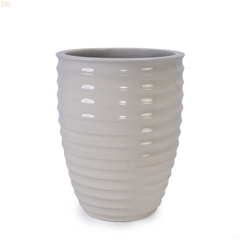 Pot de fleurs en céramique, pot de fleurs moderne pour patio, jardin, rebord de fenêtre, Blanc lait