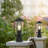 Modern Black Outdoor Lantern Post Head With Clear Glass