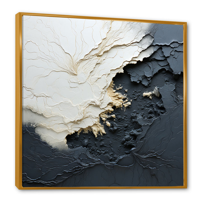 Minimalisme, peinture vague III - art mural côtier, Reproduction avec cadre flottant, H 30 po x l 30 po, Doré