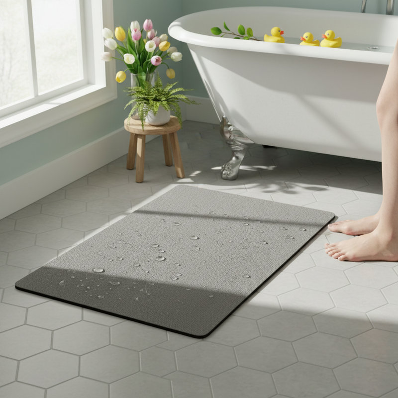 Tapis en caoutchouc antidérapant en caoutchouc pour salle de bain à séchage rapide 16 x 24, Kaki