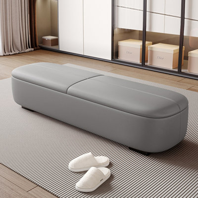 Banc rembourré gris