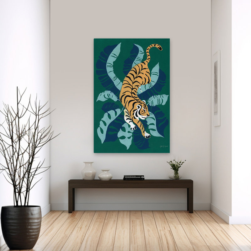 Tigre rôdant contemporain et BCBG, H 60 po x l 40 po
