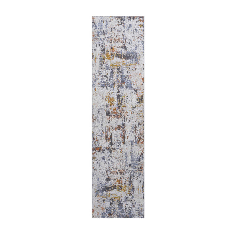 Collection Ivory/Blue /Abstract Non-Shedding Living Room Bedroom Dining Home Office Stylish and Stain Resistant Area Rug