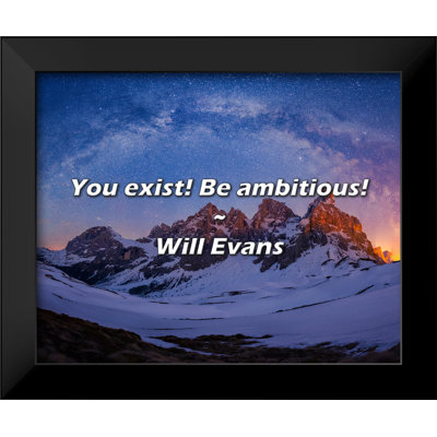 Will Evans Quote: You exist! Be ambitious!