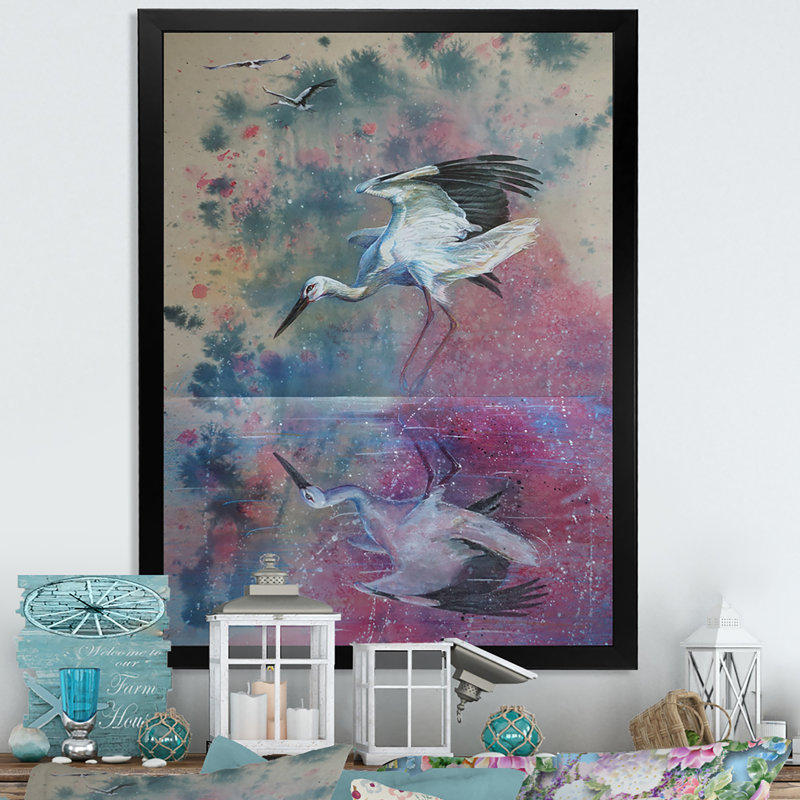 Œuvre d'art traditionnelle sur toile, reflet coloré de Stark dans l'eau, H 20 po x l 12 po x P 1 po, Cadre photo noir