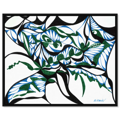 Manuel Roman - Swirling Ferns Framed Graphic Art Canvas