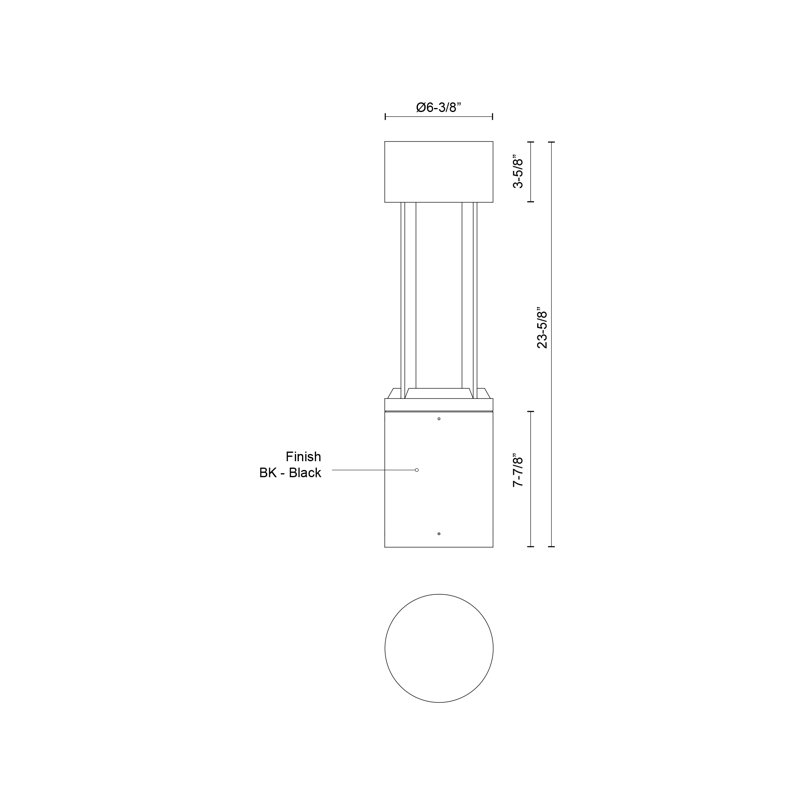 Knox LED Bollard Light, 23.63" H x 6.38" W x 6.38" D