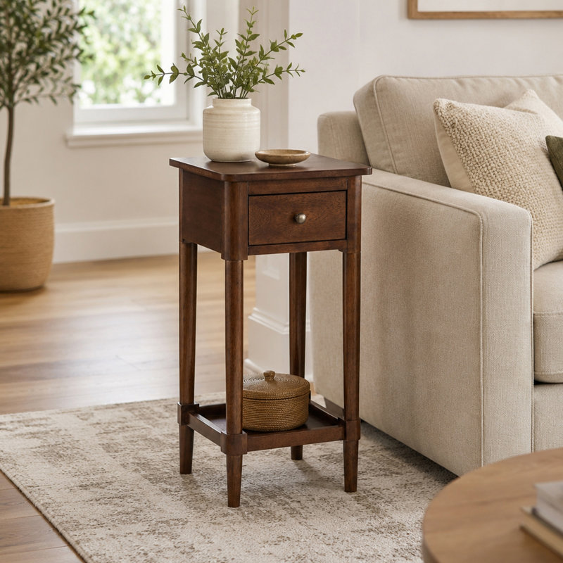 Table d'appoint 1 tiroir avec tablette Mayall No Tools, Espresso