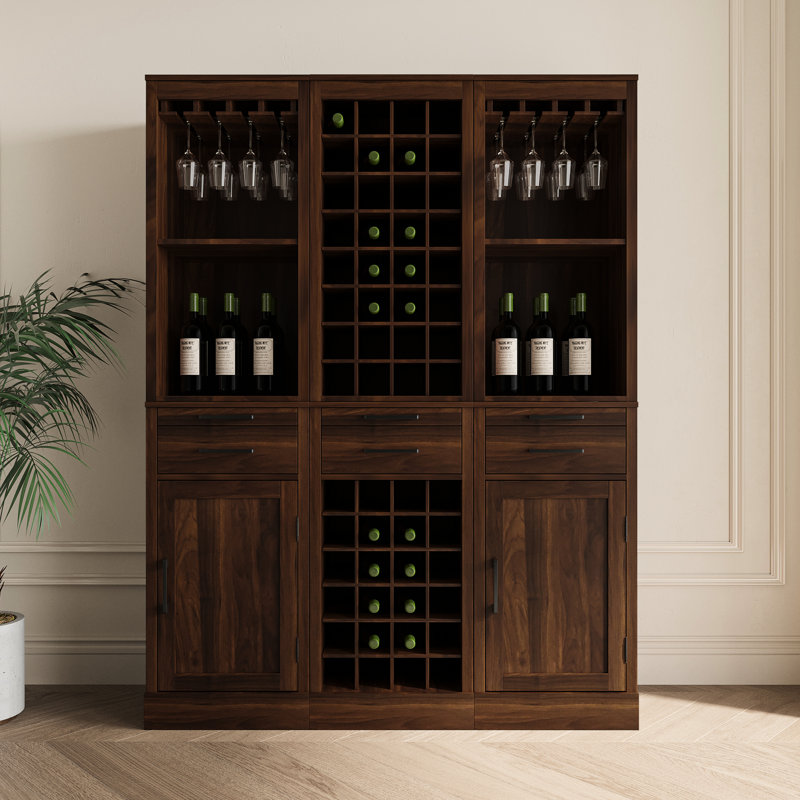 Armoire à vin modulaire 32 - Noyer brun pour les amateurs de design contemporain