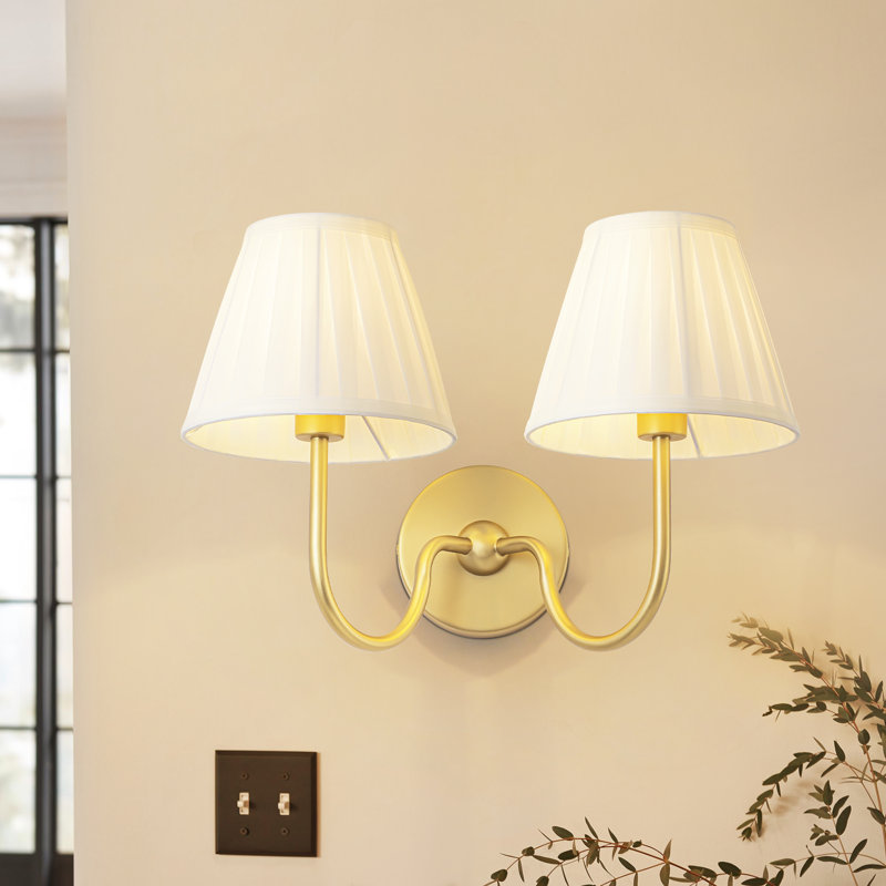 2-Light Armed Fabric Wall Sconce, 2, 60 W