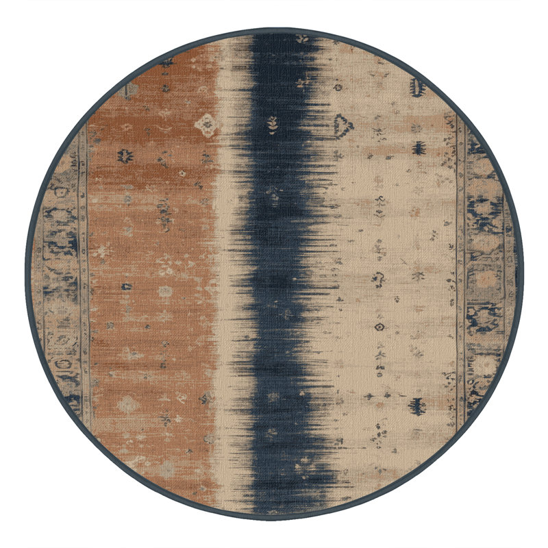 Tapis brun lavable à la machine, Rond 3 pi