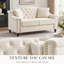 Causeuse Chesterfield de 58,5 po de largeur avec dossier incurvé capitonné, garniture cloutée, pieds en bois massif et 2 coussins décoratifs-268806668