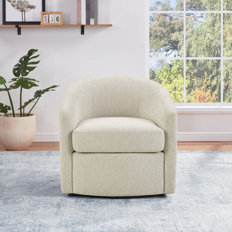 Fauteuil demi-tonneau Sandiso, Lin blanc