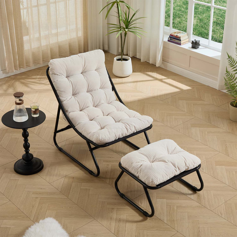 Méridienne avec repose-pieds, Blanc