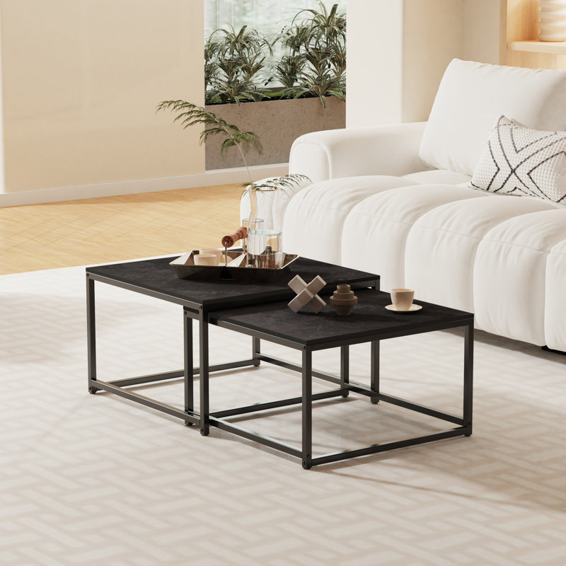 Table basse à cadre extensible avec rangement Aerika, Noir